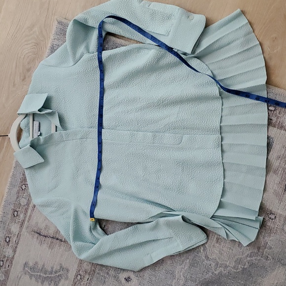 Tuckernuck Pleated Top Adele Sea Glass Blue Button Down Shirt SzXS - Picture 5 of 9